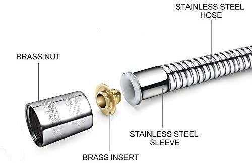 Selang Shower Stainless Steel 150cm, Selang Shower Fleksibel Chrome Dengan Kacang Kuningan