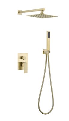 8 Inch 0.6MPA Shower Faucet Set Wall Mounted Brushed Golden Color untuk kamar mandi